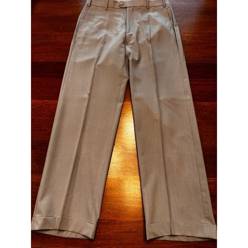 35 X 31 Zanella Todd Solid Light Gray Wool Flat Front Dress Pants Cuffed - Picture 3 of 9